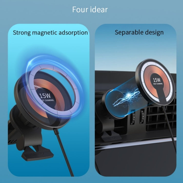 T09 2 in 1 Transparent Car Magnetic Wireless Charger 15W Fast Charging Stand - Car Charger by PMC Jewellery | Online Shopping South Africa | PMC Jewellery