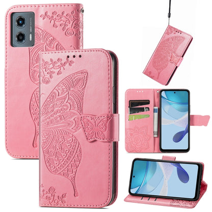 For Motorola Moto G 5G 2023 Butterfly Love Flower Embossed Leather Phone Case(Pink) - Motorola Cases by PMC Jewellery | Online Shopping South Africa | PMC Jewellery