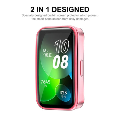 For Huawei Band 8 ENKAY Hat-Prince Full Coverage Electroplated Soft TPU Watch Case with Screen Protection(Pink) - Watch Cases by ENKAY | Online Shopping South Africa | PMC Jewellery