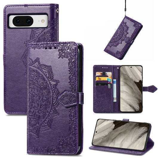 For Google Pixel 8 Pro Mandala Flower Embossed Leather Phone Case(Purple) - Google Cases by PMC Jewellery | Online Shopping South Africa | PMC Jewellery