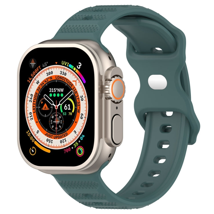 For Apple Watch Ultra 49mm Reverse Buckle Dot Texture Silicone Watch Band(Olive Green) - Watch Bands by PMC Jewellery | Online Shopping South Africa | PMC Jewellery