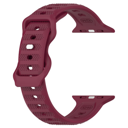 For Apple Watch 8 45mm Reverse Buckle Dot Texture Silicone Watch Band(Wine Red) - Watch Bands by PMC Jewellery | Online Shopping South Africa | PMC Jewellery