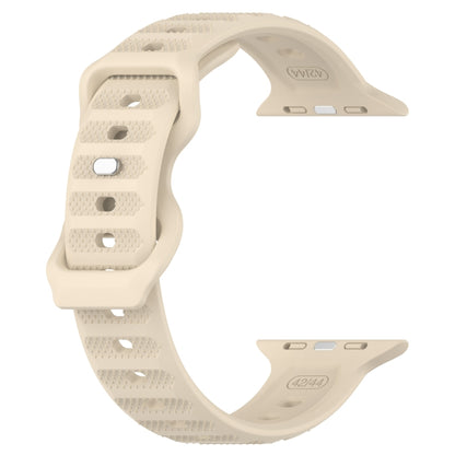 For Apple Watch 7 41mm Reverse Buckle Dot Texture Silicone Watch Band(Khaki) - Watch Bands by PMC Jewellery | Online Shopping South Africa | PMC Jewellery