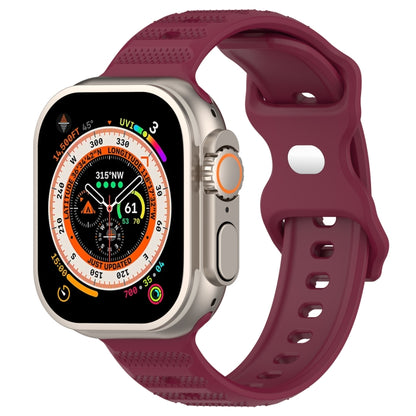 For Apple Watch 6 44mm Reverse Buckle Dot Texture Silicone Watch Band(Wine Red) - Watch Bands by PMC Jewellery | Online Shopping South Africa | PMC Jewellery