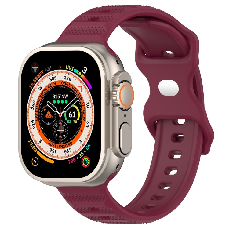 For Apple Watch 5 44mm Reverse Buckle Dot Texture Silicone Watch Band(Wine Red) - Watch Bands by PMC Jewellery | Online Shopping South Africa | PMC Jewellery