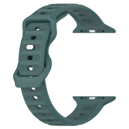 For Apple Watch 42mm Reverse Buckle Dot Texture Silicone Watch Band(Olive Green) - Watch Bands by PMC Jewellery | Online Shopping South Africa | PMC Jewellery