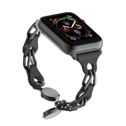 For Apple Watch 3 42mm Hollow Leather Chain Magnetic Buckle Watch Band(Black) - Watch Bands by PMC Jewellery | Online Shopping South Africa | PMC Jewellery