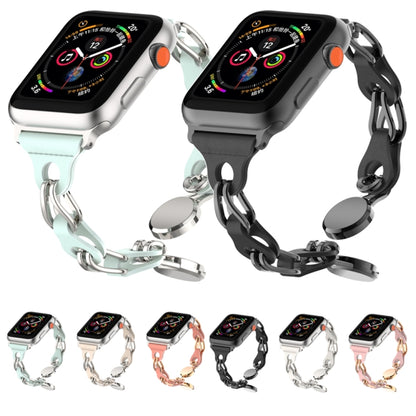 For Apple Watch 8 41mm Hollow Leather Chain Magnetic Buckle Watch Band(Starlight Color) - Watch Bands by PMC Jewellery | Online Shopping South Africa | PMC Jewellery