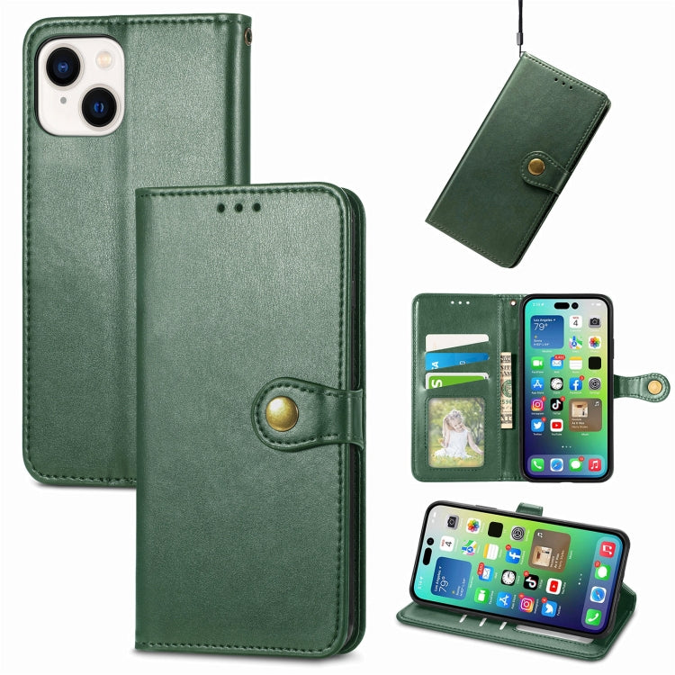 For  iPhone 15 Pro Max Retro Solid Color Buckle Leather Phone Case(Green) - iPhone 15 Pro Max Cases by PMC Jewellery | Online Shopping South Africa | PMC Jewellery