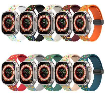 For Apple Watch 3 42mm Rainbow Dots Silicone Magnetic Black Buckle Watch Band(Blue) - Watch Bands by PMC Jewellery | Online Shopping South Africa | PMC Jewellery