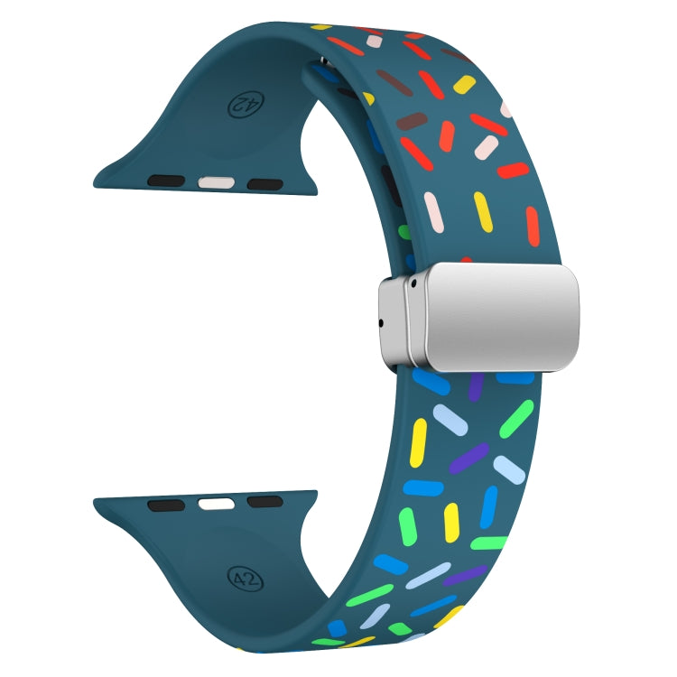 For Apple Watch Ultra 49mm Rainbow Dots Silicone Magnetic Buckle Watch Band(Blue) - Watch Bands by PMC Jewellery | Online Shopping South Africa | PMC Jewellery