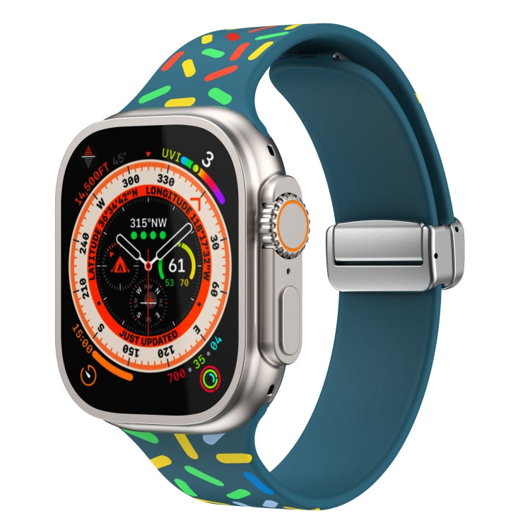 For Apple Watch 6 44mm Rainbow Dots Silicone Magnetic Buckle Watch Band(Blue) - Watch Bands by PMC Jewellery | Online Shopping South Africa | PMC Jewellery