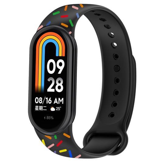 For Xiaomi Band 8 Sports Rainbow Dots Silicone Buckle Watch Band(Black) - Watch Bands by PMC Jewellery | Online Shopping South Africa | PMC Jewellery