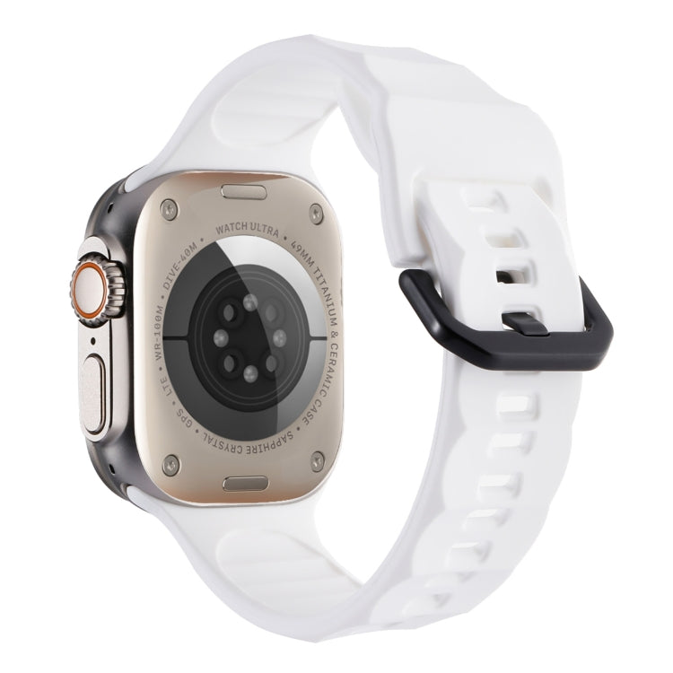 For Apple Watch Ultra 49mm Ripple Silicone Sports Watch Band(White) - Watch Bands by PMC Jewellery | Online Shopping South Africa | PMC Jewellery