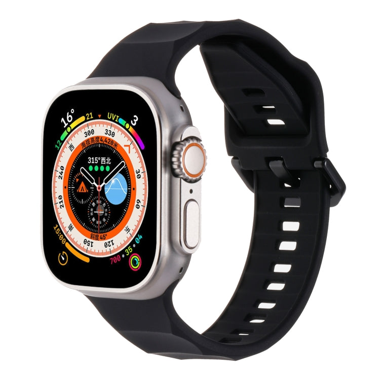 For Apple Watch 8 45mm Ripple Silicone Sports Watch Band(Black) - Watch Bands by PMC Jewellery | Online Shopping South Africa | PMC Jewellery