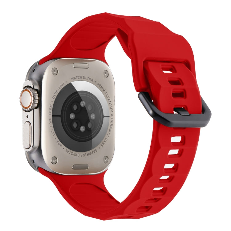 For Apple Watch 7 45mm Ripple Silicone Sports Watch Band(Red) - Watch Bands by PMC Jewellery | Online Shopping South Africa | PMC Jewellery