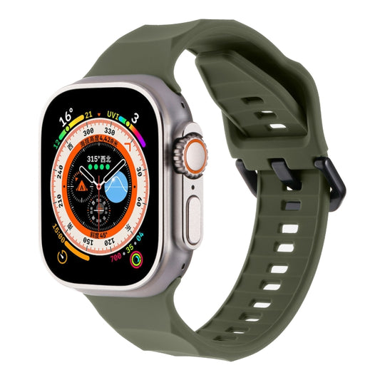 For Apple Watch SE 44mm Ripple Silicone Sports Watch Band(Dark Green) - Watch Bands by PMC Jewellery | Online Shopping South Africa | PMC Jewellery