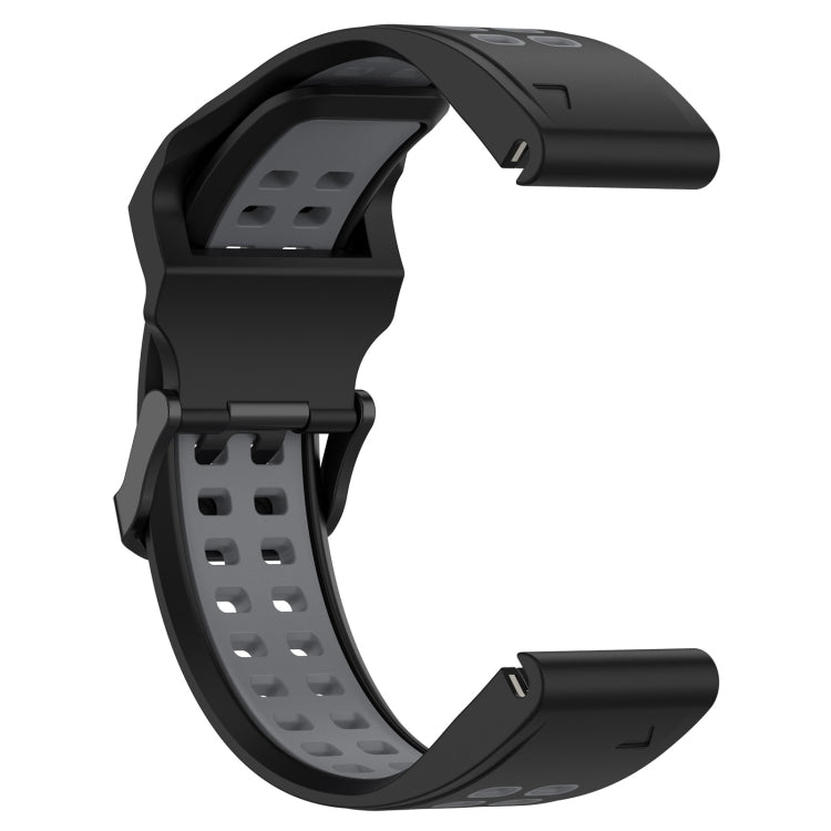 For Garmin Epix Pro 47mm 22mm Two-Color Reverse Buckle Silicone Watch Band(Black+Grey) - Watch Bands by PMC Jewellery | Online Shopping South Africa | PMC Jewellery