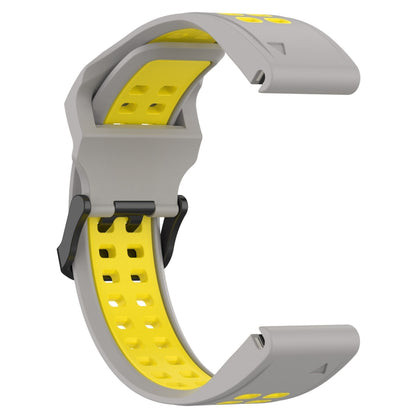 For Garmin Epix Pro 47mm 22mm Two-Color Reverse Buckle Silicone Watch Band(Grey+Yellow) - Watch Bands by PMC Jewellery | Online Shopping South Africa | PMC Jewellery