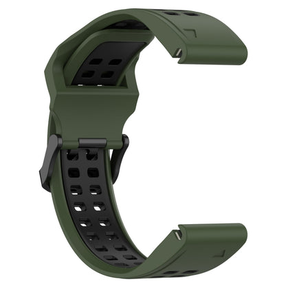 For Garmin Instinct Crossover 22mm Two-Color Reverse Buckle Silicone Watch Band(Army Green+Black) - Watch Bands by PMC Jewellery | Online Shopping South Africa | PMC Jewellery