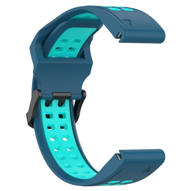 For Garmin Instinct Crossover Solar 22mm Two-Color Reverse Buckle Silicone Watch Band(Blue+Teal) - Watch Bands by PMC Jewellery | Online Shopping South Africa | PMC Jewellery