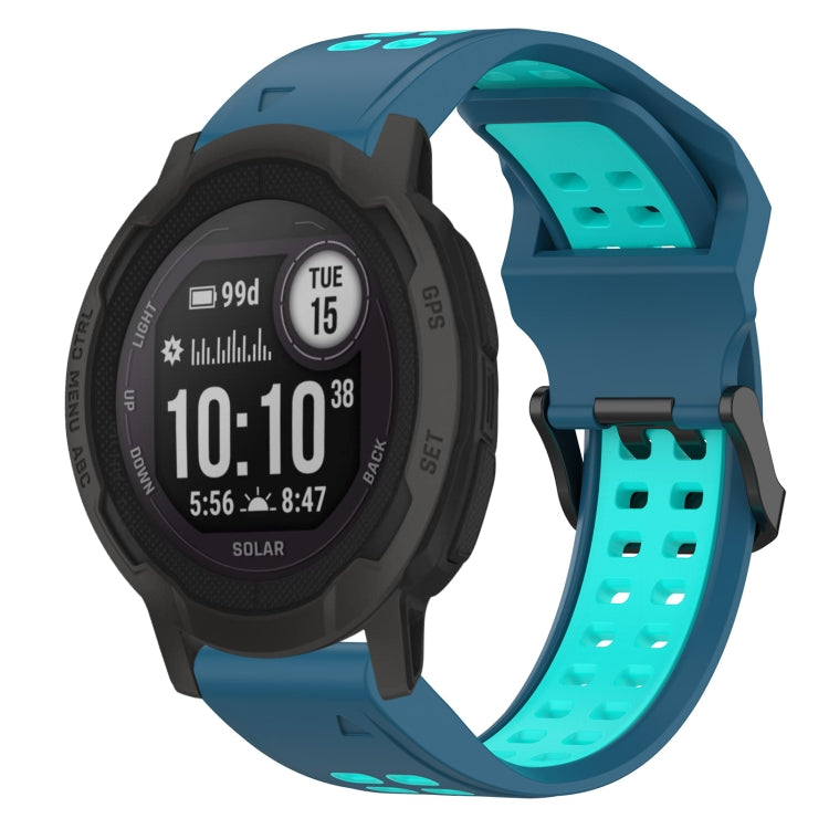 For Garmin Instinct 2 22mm Two-Color Reverse Buckle Silicone Watch Band(Blue+Teal) - Watch Bands by PMC Jewellery | Online Shopping South Africa | PMC Jewellery