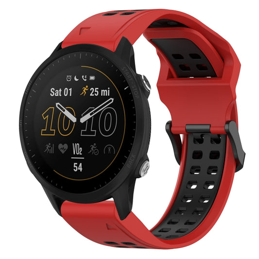 For Garmin Forerunner 955 22mm Two-Color Reverse Buckle Silicone Watch Band(Red+Black) - Watch Bands by PMC Jewellery | Online Shopping South Africa | PMC Jewellery