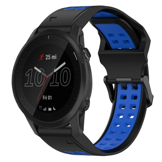 For Garmin Forerunner 945 22mm Two-Color Reverse Buckle Silicone Watch Band(Black+Blue) - Watch Bands by PMC Jewellery | Online Shopping South Africa | PMC Jewellery