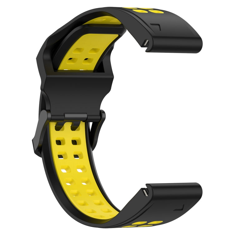 For Garmin Fenix 5 Plus 22mm Two-Color Reverse Buckle Silicone Watch Band(Black+Yellow) - Watch Bands by PMC Jewellery | Online Shopping South Africa | PMC Jewellery