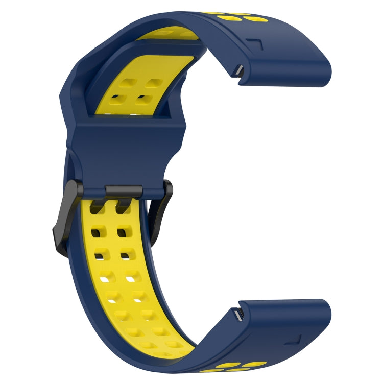 For Garmin Fenix 5 Plus 22mm Two-Color Reverse Buckle Silicone Watch Band(Blue+Yellow) - Watch Bands by PMC Jewellery | Online Shopping South Africa | PMC Jewellery