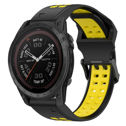 For Garmin Tactix 7 Pro 26mm Two-Color Reverse Buckle Silicone Watch Band(Black+Yellow) - Watch Bands by PMC Jewellery | Online Shopping South Africa | PMC Jewellery