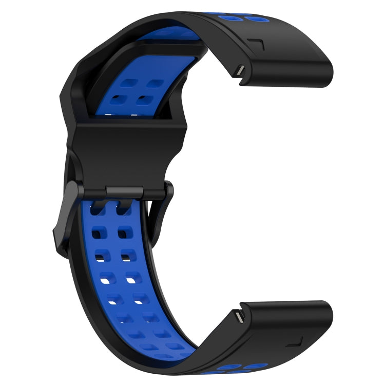 For Garmin Fenix 6X 26mm Two-Color Reverse Buckle Silicone Watch Band(Black+Blue) - Watch Bands by PMC Jewellery | Online Shopping South Africa | PMC Jewellery