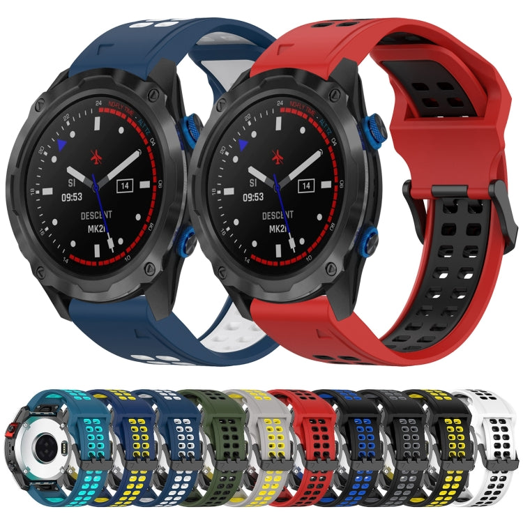 For Garmin Fenix 6X 26mm Two-Color Reverse Buckle Silicone Watch Band(Red+Black) - Watch Bands by PMC Jewellery | Online Shopping South Africa | PMC Jewellery