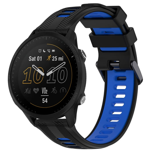 For Garmin Forerunner 955 Sports Two-Color Silicone Watch Band(Black+Blue) - Watch Bands by PMC Jewellery | Online Shopping South Africa | PMC Jewellery