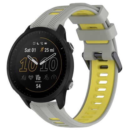 For Garmin Forerunner 955 Sports Two-Color Silicone Watch Band(Grey+Yellow) - Watch Bands by PMC Jewellery | Online Shopping South Africa | PMC Jewellery