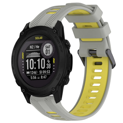 For Garmin Descent G1 Sports Two-Color Silicone Watch Band(Grey+Yellow) - Watch Bands by PMC Jewellery | Online Shopping South Africa | PMC Jewellery