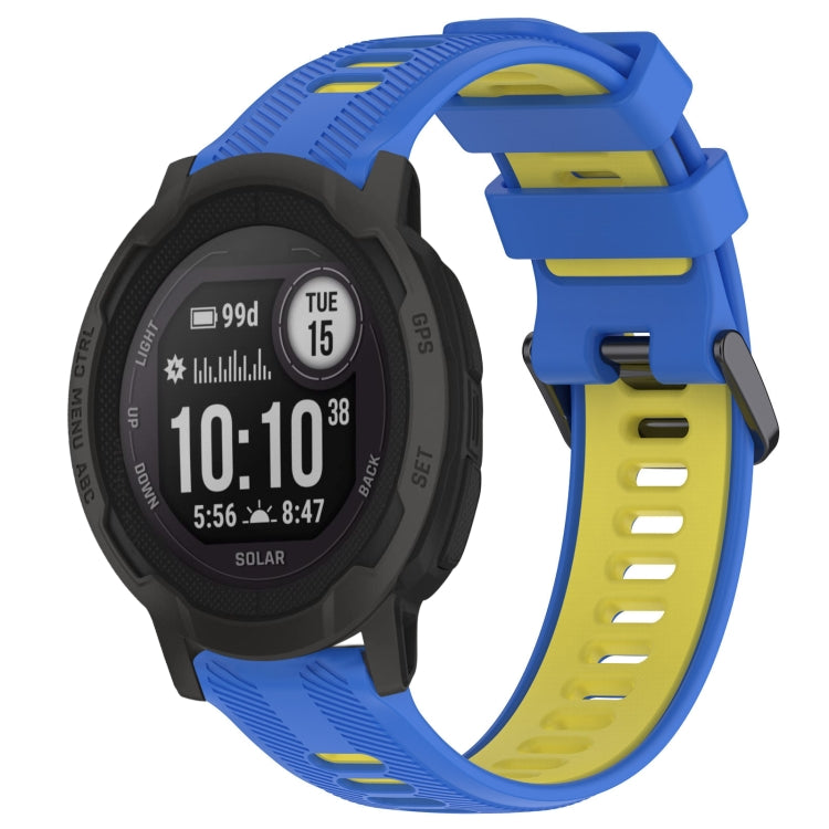 For Garmin Instinct 2 Solar Sports Two-Color Silicone Watch Band(Blue+Yellow) - Watch Bands by PMC Jewellery | Online Shopping South Africa | PMC Jewellery