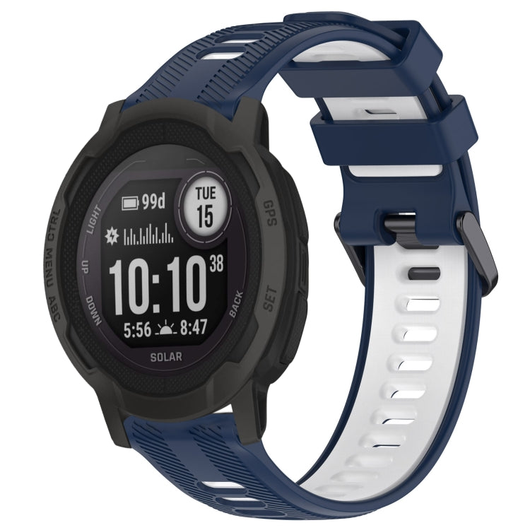 For Garmin Instinct 2 Solar Sports Two-Color Silicone Watch Band(Midnight Blue+White) - Watch Bands by PMC Jewellery | Online Shopping South Africa | PMC Jewellery