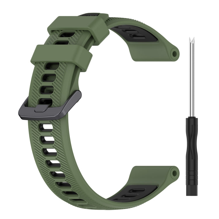 For Garmin Instinct Sports Two-Color Silicone Watch Band(Army Green+Black) - Watch Bands by PMC Jewellery | Online Shopping South Africa | PMC Jewellery