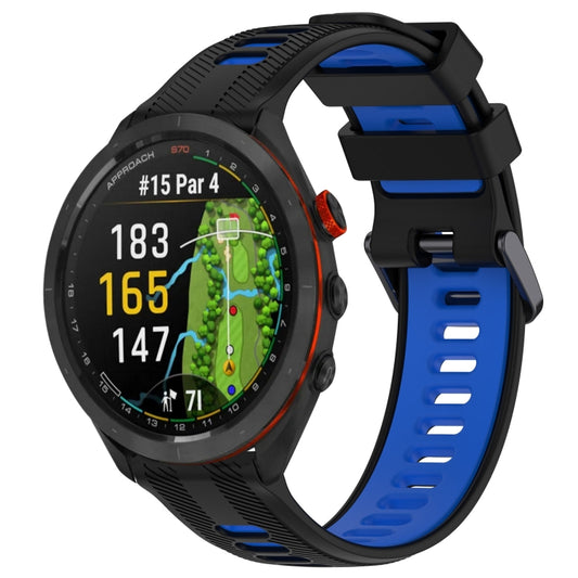 For Garmin Approach S70 47mm Sports Two-Color Silicone Watch Band(Black+Blue) - Watch Bands by PMC Jewellery | Online Shopping South Africa | PMC Jewellery