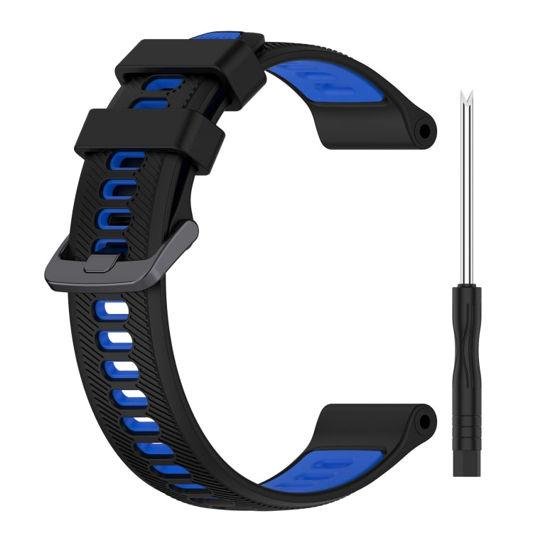 For Garmin Approach S70 47mm Sports Two-Color Silicone Watch Band(Black+Blue) - Watch Bands by PMC Jewellery | Online Shopping South Africa | PMC Jewellery