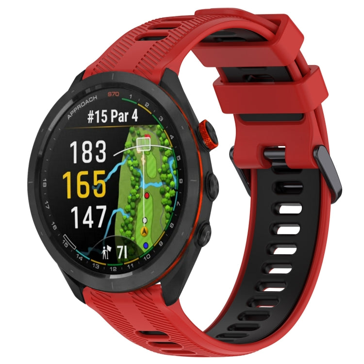 For Garmin Approach S70 47mm Sports Two-Color Silicone Watch Band(Red+Black) - Watch Bands by PMC Jewellery | Online Shopping South Africa | PMC Jewellery