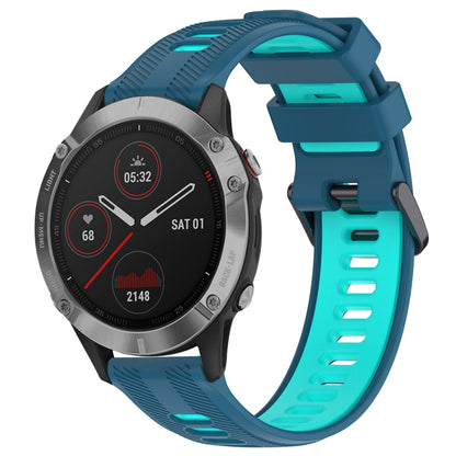 For Garmin Fenix 6 Sports Two-Color Silicone Watch Band(Blue+Teal) - Watch Bands by PMC Jewellery | Online Shopping South Africa | PMC Jewellery