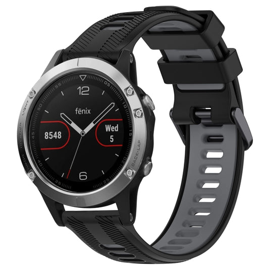 For Garmin Fenix 5 Sports Two-Color Silicone Watch Band(Black+Grey) - Watch Bands by PMC Jewellery | Online Shopping South Africa | PMC Jewellery