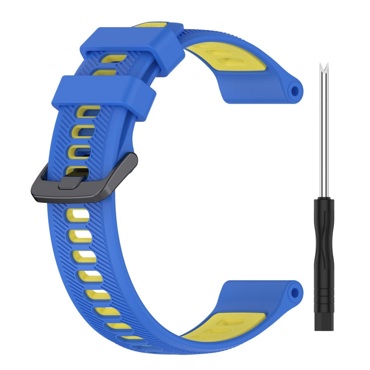 For Garmin Fenix 5 Sports Two-Color Silicone Watch Band(Blue+Yellow) - Watch Bands by PMC Jewellery | Online Shopping South Africa | PMC Jewellery