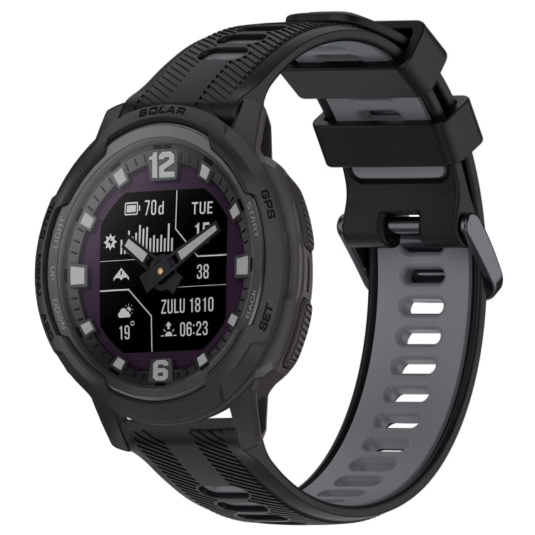 For Garmin Instinct Crossover Sports Two-Color Silicone Watch Band(Black+Grey) - Watch Bands by PMC Jewellery | Online Shopping South Africa | PMC Jewellery