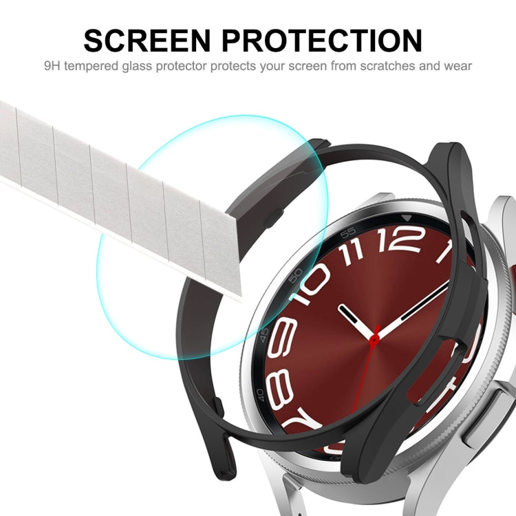 For Samsung Galaxy Watch6 Classic 47mm ENKAY Hat-Prince Electroplated Hard PC Case + 0.2mm 9H Glass Screen Protector(Silver) - Watch Cases by ENKAY | Online Shopping South Africa | PMC Jewellery