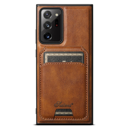 For Samsung Galaxy Note20 5G Suteni H15 MagSafe Oil Eax Leather Detachable Wallet Back Phone Case(Brown) - Galaxy Note20 Cases by Suteni | Online Shopping South Africa | PMC Jewellery