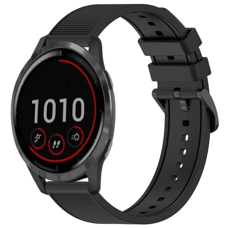 For Garmin Vivoactive 4 22mm Textured Silicone Solid Color Watch Band(Black) - Watch Bands by PMC Jewellery | Online Shopping South Africa | PMC Jewellery