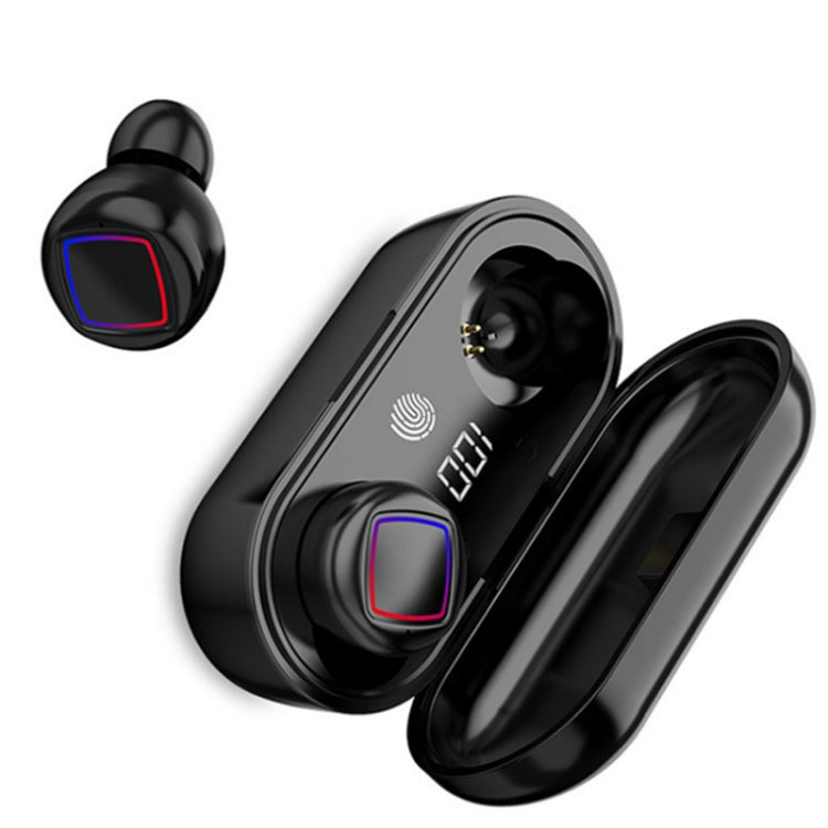 TWS Fingerprint Touch Bluetooth Headset LED Battery Display With Charging Bin(Black) - TWS Earphone by PMC Jewellery | Online Shopping South Africa | PMC Jewellery